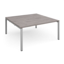 Adapt square boardroom table 1600mm x 1600mm - silver frame and grey oak top