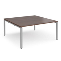 Adapt square boardroom table 1600mm x 1600mm - silver frame and walnut top