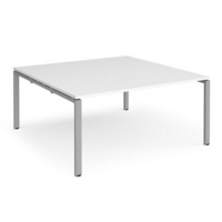 Adapt square boardroom table 1600mm x 1600mm - silver frame and white top