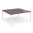 Adapt square boardroom table 1600mm x 1600mm - white frame and walnut top