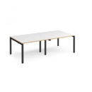 Adapt rectangular boardroom table 2400mm x 1200mm - black frame and white top with oak edging