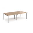 Adapt rectangular boardroom table 2400mm x 1200mm - silver frame and beech top