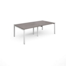 Adapt rectangular boardroom table 2400mm x 1200mm - white frame and grey oak top