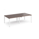 Adapt rectangular boardroom table 2400mm x 1200mm - white frame and walnut top