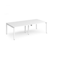 Adapt rectangular boardroom table 2400mm x 1200mm - white frame and white top