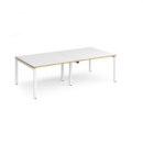 Adapt rectangular boardroom table 2400mm x 1200mm - white frame and white top with oak edging
