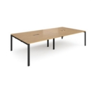 Adapt rectangular boardroom table 3200mm x 1600mm with 2 cutouts 272mm x 132mm - black frame and oak top