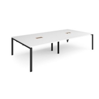 Adapt rectangular boardroom table 3200mm x 1600mm with 2 cutouts 272mm x 132mm - black frame and white top