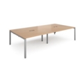 Adapt rectangular boardroom table 3200mm x 1600mm with 2 cutouts 272mm x 132mm - silver frame and beech top