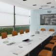 Adapt rectangular boardroom table 3200mm x 1600mm with 2 cutouts 272mm x 132mm - silver frame and grey oak top