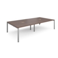 Adapt rectangular boardroom table 3200mm x 1600mm with 2 cutouts 272mm x 132mm - silver frame and walnut top