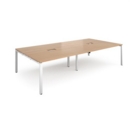 Adapt rectangular boardroom table 3200mm x 1600mm with 2 cutouts 272mm x 132mm - white frame and beech top