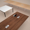 Adapt rectangular boardroom table 3200mm x 1600mm with 2 cutouts 272mm x 132mm - white frame and beech top