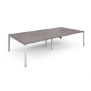 Adapt rectangular boardroom table 3200mm x 1600mm with 2 cutouts 272mm x 132mm - white frame and grey oak top