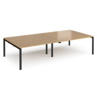 Adapt rectangular boardroom table 3200mm x 1600mm - black frame and oak top