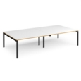 Adapt rectangular boardroom table 3200mm x 1600mm - black frame and white top with oak edging