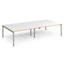 Adapt rectangular boardroom table 3200mm x 1600mm - silver frame and white top with oak edging