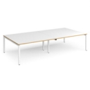 Adapt rectangular boardroom table 3200mm x 1600mm - white frame and white top with oak edging