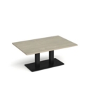 Eros rectangular coffee table with flat black rectangular base and twin uprights 1200mm x 800mm - made to order