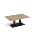 Eros rectangular coffee table with flat black rectangular base and twin uprights 1200mm x 800mm - kendal oak