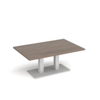 Eros rectangular coffee table with flat white rectangular base and twin uprights 1200mm x 800mm - barcelona walnut