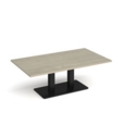 Eros rectangular coffee table with flat black rectangular base and twin uprights 1400mm x 800mm - made to order