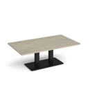 Eros rectangular coffee table with flat black rectangular base and twin uprights 1400mm x 800mm - made to order