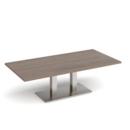 Eros rectangular coffee table with flat brushed steel rectangular base and twin uprights 1600mm x 800mm - barcelona walnut