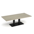 Eros rectangular coffee table with flat black rectangular base and twin uprights 1600mm x 800mm - made to order
