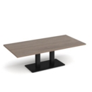 Eros rectangular coffee table with flat black rectangular base and twin uprights 1600mm x 800mm - barcelona walnut