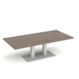 Eros rectangular coffee table with flat white rectangular base and twin uprights 1600mm x 800mm - barcelona walnut