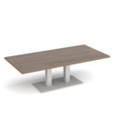 Eros rectangular coffee table with flat white rectangular base and twin uprights 1600mm x 800mm - barcelona walnut