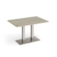 Eros rectangular dining table with flat brushed steel rectangular base and twin uprights 1200mm x 800mm - made to order