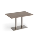Eros rectangular dining table with flat brushed steel rectangular base and twin uprights 1200mm x 800mm - barcelona walnut