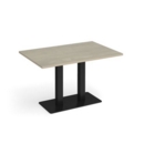 Eros rectangular dining table with flat black rectangular base and twin uprights 1200mm x 800mm - made to order