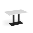 Eros rectangular dining table with flat black rectangular base and twin uprights 1200mm x 800mm - white