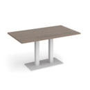 Eros rectangular dining table with flat white rectangular base and twin uprights 1400mm x 800mm - barcelona walnut