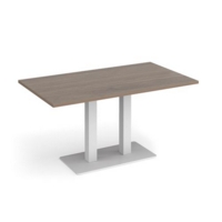 Eros rectangular dining table with flat white rectangular base and twin uprights 1400mm x 800mm - barcelona walnut