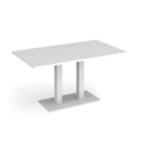 Eros rectangular dining table with flat white rectangular base and twin uprights 1400mm x 800mm - white