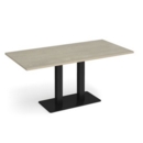 Eros rectangular dining table with flat black rectangular base and twin uprights 1600mm x 800mm - made to order