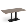 Eros rectangular dining table with flat black rectangular base and twin uprights 1600mm x 800mm - barcelona walnut