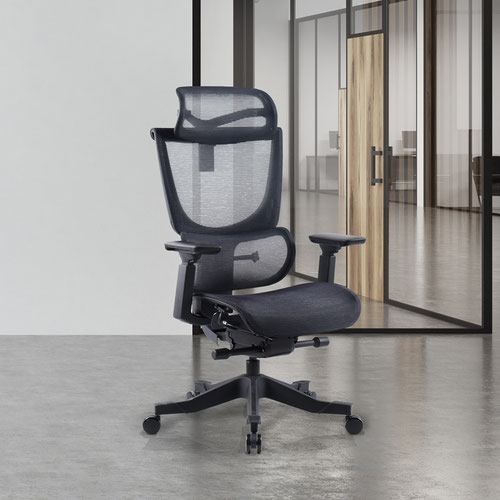 Elise black mesh back operator chair with headrest and black mesh seat