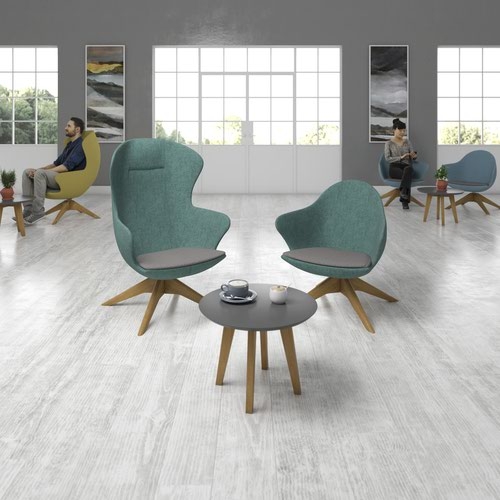 Enable coffee table with 500mm circular top and oak legs
