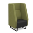 Encore high back 1 seater sofa 600mm wide with black sled frame - elapse grey seat with endurance green back