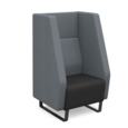 Encore high back 1 seater sofa 600mm wide with black sled frame - elapse grey seat with late grey back and arms
