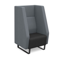 Encore high back 1 seater sofa 600mm wide with black sled frame - elapse grey seat with late grey back and arms