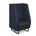 Encore high back 1 seater sofa 600mm wide with black sled frame - elapse grey seat with range blue back