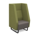 Encore high back 1 seater sofa 600mm wide with black sled frame - forecast grey seat with endurance green back