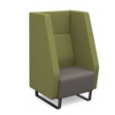 Encore high back 1 seater sofa 600mm wide with black sled frame - forecast grey seat with endurance green back