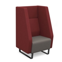 Encore high back 1 seater sofa 600mm wide with black sled frame - forecast grey seat with extent red back